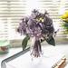 Enova Home Artificial Purple Fake Silk Roses and Mixed Flowers Arrangement in Clear Glass Vase with Faux Water for Home Decor