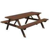 Cedar 6' Picnic Table with Attached Benches