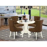 East West Furniture Dining Room Furniture Set Contains a Dining Table and Dining Chairs (Pieces and Finish Color Options)