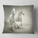 Designart 'Fast Moving White Horses' Animal Throw Pillow