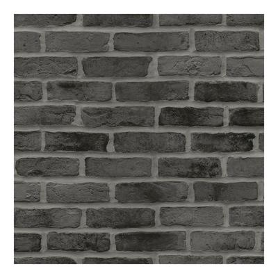 ESTA Home Burnham Black Brick Wall Wallpaper - 20.9 x 396 x 0.025