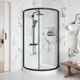 Ove Decors Breeze 34 in. Black Shower Kit with Clear Glass Panels and Base included