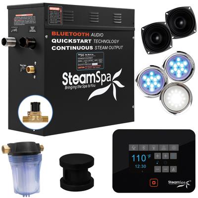 SteamSpa Black Series Bluetooth 7.5kW QuickStart Steam Bath Generator in Matte Black