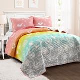 Lush Decor Dandelion Fairy Ombre Pastel Rainbow Reversible Print Quilt Set