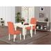 East West Furniture Dining Set- a Dining Table and Pink Flamingo Faux Leather Upholstered Chairs, Linen White(Pieces Option)