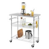 TRINITY EcoStorage® 34" Stainless Steel Kitchen Cart, NSF, Chrome