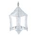 Silver Crystal Bead Gazebo Lantern Candle Holder Centerpiece - 16" H x 7" W x 7" DP