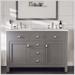 Totti Artemis 48" Gray Transitional Double Sink Bathroom Vanity w White Carrara Style Man-Made Stone Top