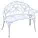 Cast Aluminum Outdoor Patio Bench with Rose Detail in White, for Garden, Patio, & Deck by Sun-Ray