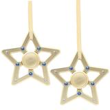 (Qty 2) 24K Gold Plated Hanging Christmas Tree Star Ornament with Matashi Crystals, Christmas Decorations for Holiday