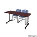 Kobe Black Wood and Metal 72-inch x 24-inch Mobile Training Table with 2 Blue Zeng-style Stacking Chairs