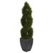 5' Double Pond Cypress Spiral Topiary Artificial Tree in Black Wash Planter UV Resistant (Indoor/Outdoor) - Green