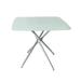 Frosted Tempered Glass Square Dining Table with Chrome Legs