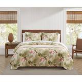 Tommy Bahama Tropical Orchid Green Cotton Reversible Quilt Set