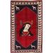 Shiraz Women Pictorial Tribal Hand-Knotted Persian Area Rug - 6'1" x 3'8"
