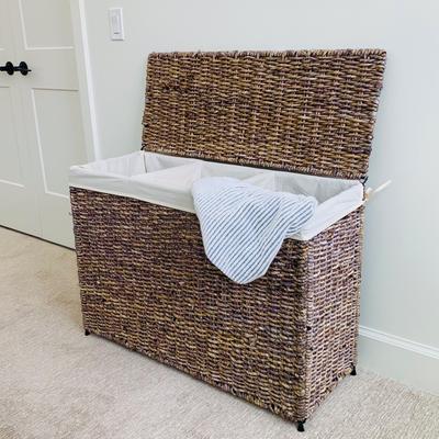 America Basket Company Woven Three-Section Lined Hamper