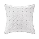 INK+IVY Jane White Embroidered Tufted Cotton Percale 26 x 26-inch Euro Sham Hidden Zipper Closure