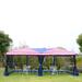 Outsunny American Flag 10' x 20' Pop Up Party Tent Gazebo w/Mesh Walls