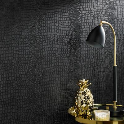 Graham & Brown Vinyl Crocodile Grey/Black Wallpaper - 20.5 X 396