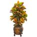 Nearly Natural 44" Croton Real Touch Artificial Plant in Decorative Planter