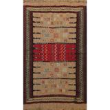 Tribal Sumak Kilim Persian Wool Area Rug Hand-Woven Foyer Carpet - 3'10" x 5'10"