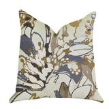 Plutus Camellia Floral Blue, Beige Tones Luxury Decorative Throw Pillow