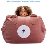 Stuffed Animal Storage Bean Bag Chair Cover only for Kids, Toy Holder