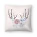 Boho Trendy Antlers And Flower Watercolor Illustration Square - Decorative Throw Pillow