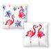 Beach Flamingos Repeat Tile and Pink Flamingos - Set of 2 Decorative Pillows