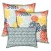 Blue Marine Lines Indoor/Outdoor Pillow, Set of 2 Large & 1 Lumbar Pillow, Seafoam, Orange, Yellow
