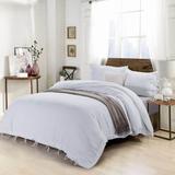 WHOLINENS Stone Washed Linen Duvet Cover Set Bow Tie Closure