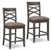 KD Furnishings Moss Heather Seat Wood Double Crossback Counter-height Stools (Set of 2)