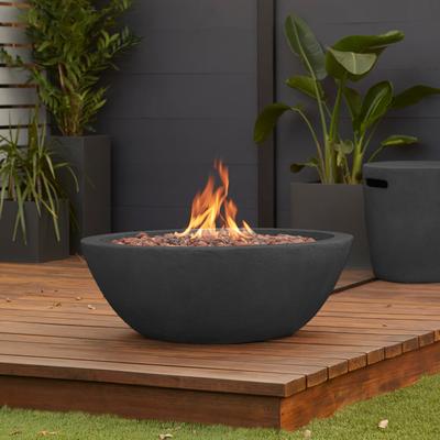 Riverside 36.5" Round Gas Fire Bowl in Shale by Real Flame