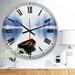 Designart 'Empty Boat On Blue Lake' Oversized Lake House Wall Clock