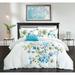 Chic Home Mitzy Blue Floral Cotton Reversible 4 Piece Duvet Cover Set