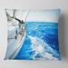 Designart 'White Sailing Yacht in Blue Sea' Seashore Throw Pillow