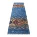 Shahbanu Rugs Denim Blue Super Kazak Khorjin Design With Colorful Tassels Hand Knotted Vibrant Wool Runner Rug (2'9"x9'2")