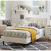 Copper Grove Silistra Twin-size Beige Fabric Platform Bed with Tufted Headboard