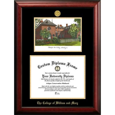 College of William and Mary 13w x 10h Gold Embossed Diploma Frame with Campus Images Lithograph