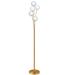 5LT Incandescent Floor Lamp, Aged Brass w/WH Glass