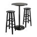 3pc Round Black Pub Table with two 29" Wood Stool Square Legs