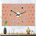 Designart 'Gold Hearts On Pink' Oversized Mid-Century wall clock - 3 Panels - 36 in. wide x 28 in. high - 3 Panels