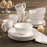 American Atelier Bianca Bead Ceramic 16-Piece Dinnerware Set