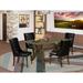 East West Furniture Dining Set- a Dining Table and Black Pu Leather Parson Chairs(Finish Options)