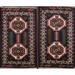 Set Of 2 Geometric Balouch Oriental Area Rug Wool Hand-knotted - 2'1" x 3'0"