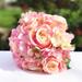 Enova Home Artificial Pink Silk Roses and Hydrangea Fake Flowers Bouquets Set of 2