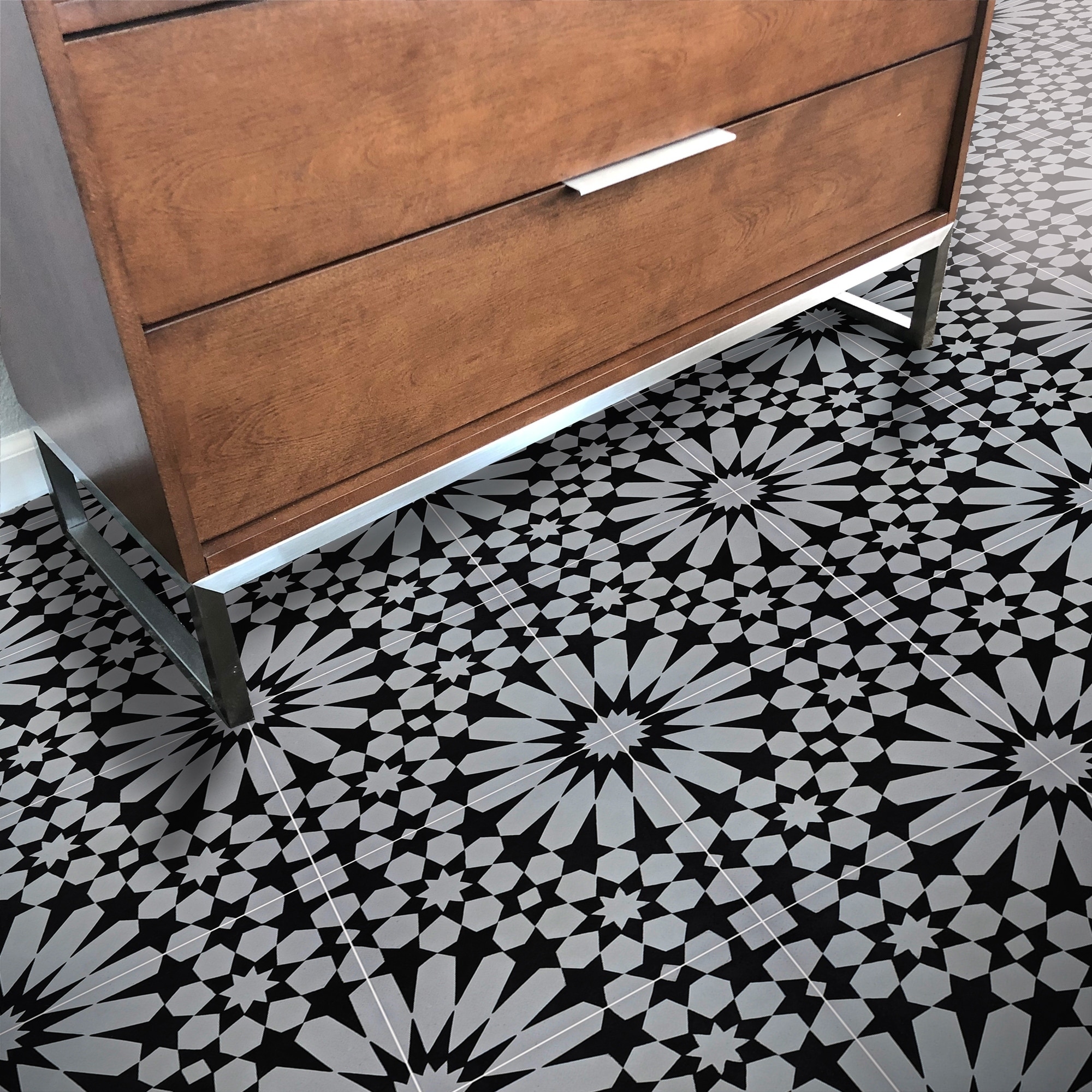 Handmade Agdal in Black and Grey Tile, Pack of 12 (Morocco)