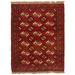 ECARPETGALLERY Hand-knotted Turkman Dark Red Wool Rug - 3'7" x 4'7"