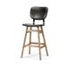 Mercana Haden 30.25" Seat Height Black Upholstered Seat Brown Wood Frame Stool