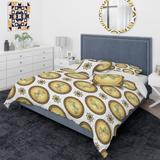 Designart 'Gold and browne pattern with gradient vintage circles' Mid-Century Modern Duvet Cover Comforter Set